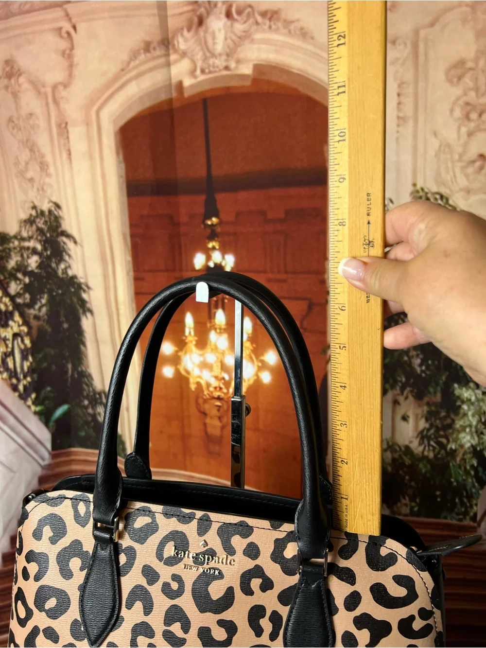 kate spade Darcy Leopard Print Large Satchel with Black Leather handles 🖤 Set